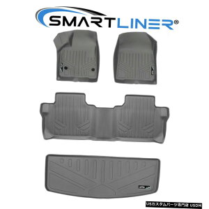 Floor Mat SMARTLINER�J�X�^���t���A�}�b�g�J�[�S���C�i�[�O���[17-21GMC�A�J�f�B�A�x���`�V�[�g�p SMARTLINER Custom Floor Mats Cargo Liner Grey For 17-21 GMC Acadia Bench Seats �y���s�A���i�z