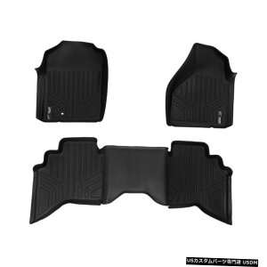 Floor Mat MaxLinerJX^1ڂ2ڃtA}bg2002-081500Nbhpɍɐݒ MaxLiner Custom 1st  2nd Row Floor Mats Set Black for 2002-08 Ram 1500 Quad