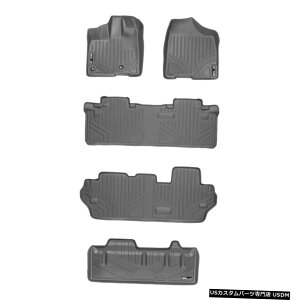 Floor Mat JX^tBbgtA}bg3J[SCi[ZbgO[2013-2020VGi8V[g Custom Fit Floor Mats 3 Rows Cargo Liner Set Gray For 2013-2020 Sienna 8 Seats