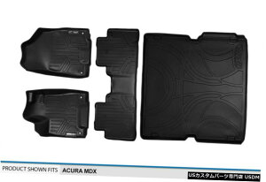Floor Mat MaxLinerJX^1st2nd / Cargo Behind 2nd Floor Mat Black for 2014-20 Acura MDX MaxLiner Custom 1st 2nd/Cargo Behind 2nd Floor Mat Black for 2014-20 Acura MDX
