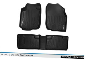 Floor Mat MAXFLOORMAT�t�����g/���A���[�t���A���C�i�[�}�b�g�u���b�N2006-12�g���^RAV4 MAXFLOORMAT Front/Rear Rows Floor Liner Mats Black for 2006-12 Toyota RAV4