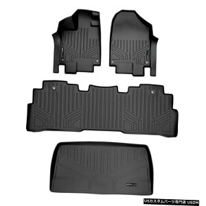 Floor Mat MaxlinertA}bg2018-2021IfbZC3ڃubŇɃJ[SCi[Zbg Maxliner Floor Mats Set Cargo Liner Behind 3rd Row Black For 2018-2021 Odyssey