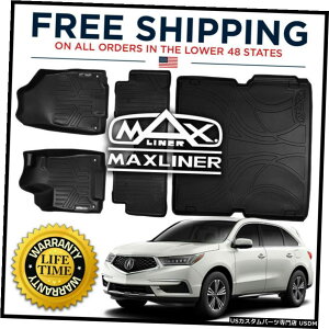 Floor Mat MaxLinerJX^1st2nd / Cargo Behind 2nd Floor Mat Black for 2014-2020 Acura MDX MaxLiner Custom 1st 2nd/Cargo Behind 2nd Floor Mat Black for 2014-2020 Acura MDX