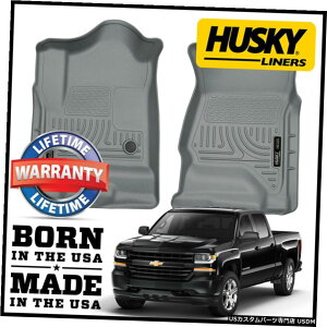 Floor Mat �n�X�L�[�E�F�U�[�r�[�^�[�t�����g�t���A�}�b�g�O���[�A15-2020�V���o���[�h/�V�G���N���[�L���u Husky WeatherBeater Front Floor Mats Grey for 15-2020 Silverado/Sierra Crew Cab �y���s�A���i�z