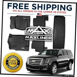 Floor Mat MaxLinerJX^I[EFU[1st2nd /J[StA}bgubN2015-2020GXJ[h MaxLiner Custom All Weather 1st 2nd/Cargo Floor Mat Black for 2015-2020 Escalade