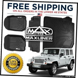 Floor Mat MaxLinerJX^1st2ndCargo Floor Mats Set Black for 2011-13 Wrangler 4-Door MaxLiner Custom 1st 2nd  Cargo Floor Mats Set Black for 2011-13 Wrangler 4-Door