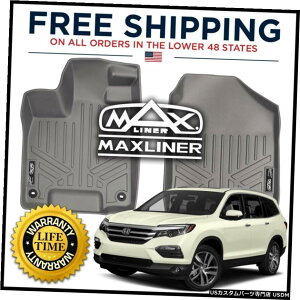 Floor Mat MAXFLOORMAT�t�����g���[�I�[���E�F�U�[�t���A���C�i�[�}�b�g�O���[2016-2021�z���_�p�C���b�g MAXFLOORMAT Front Row All Weather Floor Liner Mat Grey for 2016-2021 Honda Pilot �y���s�A���i�z