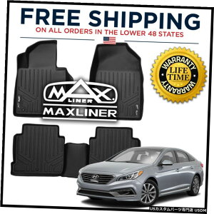 Floor Mat MaxLiner All Weather 1st��2nd Row Floor Mats BLACK For Hyundai Sonata 2015-2021 MaxLiner All Weather 1st  2nd Row Floor Mats BLACK For Hyundai Sonata 2015-2021 �y���s�A���i�z