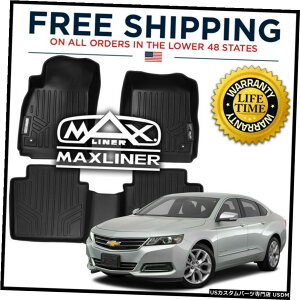 Floor Mat MAXFLOORMAT�t�����g���Z�J���h���[�t���A���C�i�[�}�b�g�u���b�N2014-2020�V�F�r�[�C���p�� MAXFLOORMAT Front  Second Row Floor Liner Mats Black for 2014-2020 Chevy Impala �y���s�A���i�z
