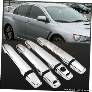 クロームメッキ 三菱ランサーエボリューションXアウトランダー2008-15FM用クロームドアハンドルカバー Chrome Door Handle Cover For Mitsubishi Lancer Evolution X Outlander 2008-15 FM