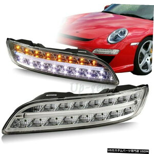 N[bL 2004- 2009Ñ|VF911997N[nEWOLEDMp[LOop[Cg For 2004-2009 Porsche 911 997 Chrome Housing LED Signal Parking Bumper Lights