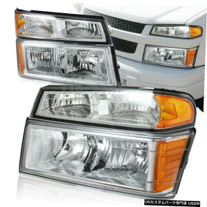 N[bL 2004- 2012ÑV{[RhN[wbhCg+Ao[tN^[4PCtop[v For 2004-2012 Chevy Colorado Chrome Headlights+Bumper Lamp W/Amber Reflector 4PC