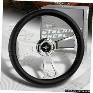 N[bL ubNU[W-Power13.5 Obv6N[3X|[NBe[WXeAOzC[ Black Leather W-Power 13.5" Grip 6-Hole Chrome 3-Spoke Vintage Steering Wheel