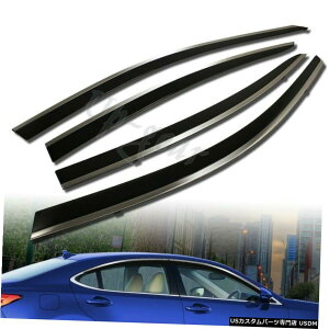 N[bL 2013-2018NTXES300H / ES350EBhEoCU[NbvIN[[fBO4PCS For 2013-2018 Lexus ES300H/ES350 Window Visor Clip On W/ Chrome Molding 4PCS