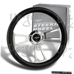 N[bL ubNU[W-Power13.5 Obv6N[3X|[NBe[WXeAOzC[ Black Leather W-Power 13.5" Grip 6-Hole Chrome 3-Spoke Vintage Steering Wheel