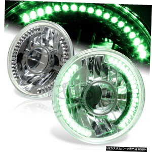 N[bL H6024H6017EhO[7 LEDV[hr[N[nEWOvWFN^[wbhCg H6024 H6017 Round Green 7" LED Sealed Beam Chrome Housing Projector Headlights