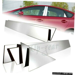 N[bL 2009-2015g^vEXnb`obNXeX~[N[hAs[6PCS For 2009-2015 Toyota Prius Hatchback Stainless Mirror Chrome Door Pillar 6PCS