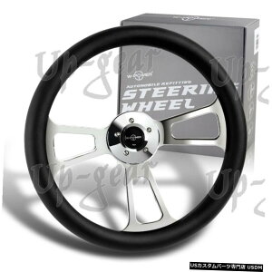N[bL ubNU[W-p[18 Obv5N[3X|[NBe[WXeAOzC[ Black Leather W-Power 18" Grip 5-Hole Chrome 3-Spoke Vintage Steering Wheel