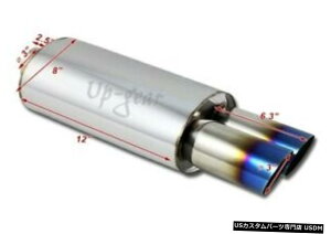 N[bL jo[T3 fA`^o[gXg`bvT-304GL][Xg}t[3Cbg Universal 3" Dual Titanium Burnt Slant Tip T-304 Exhaust Muffler 3" Inlet