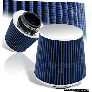 N[bL jo[T3 N[tbgu[bVK[[V[gR[hGACe[N^[{tB^[ Universal 3" Chrome Flat Blue Mesh Gauze Short Ram Cold Air Intake Turbo Filter