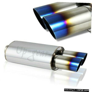N[bL jo[T3 fA`^o[gXg`bvXeXGL][Xg}t[2.5Cbg Universal 3" Dual Titanium Burnt Slant Tip Stainless Exhaust Muffler 2.5" Inlet