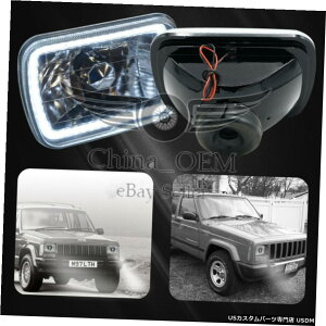 N[bL 2̃N[vWFN^[wbhv7 jo[TwbhCgXNGAAzCgSMDn[ 2pcs Chrome Projector Headlamp 7" Universal Headlight Square With White SMD halo