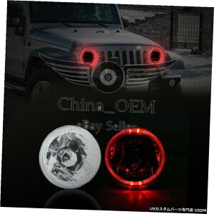N[bL bhn[Ro[WN[EhhCrOwbhv5 jo[TwbhCg 5" Universal Headlights with Red Halo Conversion Chrome Round Driving Headlamps