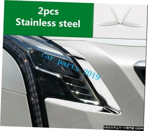 N[bL LfbNCT62016-2018pXeXN[tgwbhCgvACuEJo[ Stainless Chrome Front Head Light Lamp Eyebrows Cover For Cadillac CT6 2016-2018