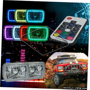 N[bL W[vGMCtH[hVFr[p7 XNGAN[RGBn[wbhvjo[TwbhCg 7" square chrome RGB Halo Headlamp Universal Headlight For Jeep GMC Ford Chevy