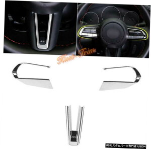 N[bL 2020NɓK2021}c_CX-30ABSN[CeAXeAOzC[Jo[g3PCS Fit For 2020 2021 Mazda CX-30 ABS Chrome Interior Steering Wheel Cover Trim 3PCS