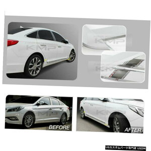 �N���[�����b�L Door Side Skirt Chrome Line Molding Trim C222 for HYUNDAI 2015-2018 LF Sonata �y���s�A���i�z