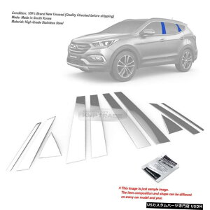 �N���[�����b�L Stainless Steel Chrome Window Pillar Molding 10P For HYUNDAI 2013-17 Santa Fe DM �y���s�A���i�z