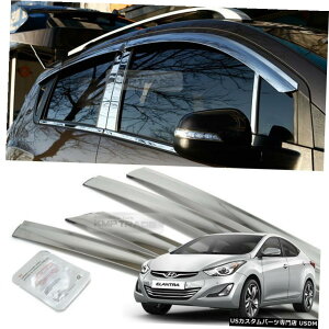 �N���[�����b�L �q�����_�C11-13�G�����g���p�X�����X�e�����X�X�`�[���E�B���h�E�x���g�o�C�U�[�g�������C���K�[�h Slim Stainless Steel Window Vent Visor Trim Rain Guard for HYUNDAI 11-13 Elantra �y���s�A��
