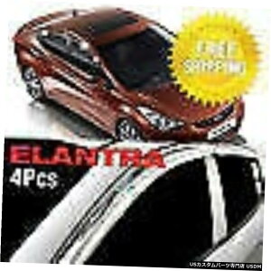 N[bL Chrome Window Sun Vent Visor Rain Deflector Guards For HYUNDAI 2011-16 Elantra