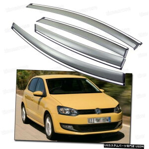 クロームメッキ 4Pcs Window Visor Vent Shade Rain/Sun/Wind Guard for 2011-2015 12 13 14 VW Polo