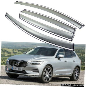 クロームメッキ 4x Car Window Visor Vent Deflector Sun/Rain Guards for Volvo XC60 2018 2019 2020