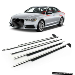 �N���[�����b�L 4pcs Weatherstrip Door Window Moulding Trim Seal Belt Chrome Fit A6 2012-2018
