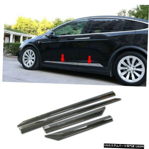 �N���[�����b�L Chrome Body Side Door Molding Guard Cover Trim Decor Fits Tesla Model X 2016-19