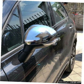 クロームメッキ 2pcs Chrome Rearview Mirror Cover Protector Trim Decor Fits 2016-2020 Fiat 500X