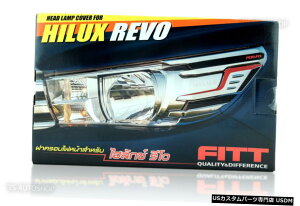 �N���[�����b�L FITT CHROME BLACK HEAD LAMP LIGHT TRIM COVER TOYOTA HILUX REVO M70 M80 2015 2016 �y���s�A���i�z