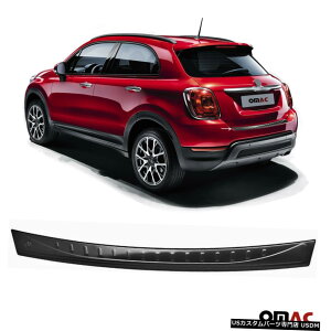 クロームメッキ Dark Brushed Chrome Rear Bumper Trunk Sill Cover For Fiat 500X 2016-2020