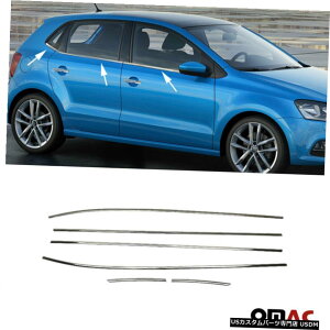 N[bL Fits VW Polo 2009-2017 Chrome Window Frame Overlay Trim Cover S.Steel 6 Pcs