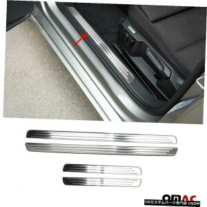 �N���[�����b�L Fits VW Tiguan 2018-2020 Chrome Side Door Sill Scuff Cover Stainless Steel 4 Pcs �y���s�A���i�z