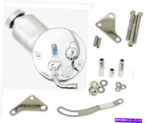 Power Steering Pump CHROMEp[XeAO|v+uPbg̃X[ubNVFr[TMm[P|v327 350 CHROME Power Steering Pump + Brackets Small Block Chevy Saginaw P Pump 327 350