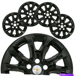 Wheel Covers Set of 4 4ubN2018N2021Nt17" zC[XLnuLbṽtJo[̓A~ɍ܂ 4 Black 2018-2021 Equinox 17" Wheel Skins Hub Caps Full Covers fit Aluminum Rim