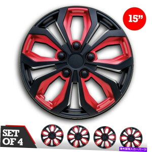 Wheel Covers Set of 4 4zC[Lbv15" SWISS DRIVEzC[Jo[ wSPAx̃ZbgBLACKRED ABSȈՃCXg[ Set of 4 Hubcaps 15" SWISS DRIVE Wheel CovergSPAh BLACK and RED ABS Easy Install