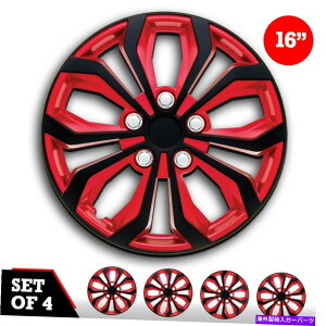 Wheel Covers Set of 4 4ホイールキャップ16" SWISS DRIVEホイールカバー 『SPA』のセットRED&BLACK ABS簡易インストール Set of 4 Hubcaps 16" SWISS DRIVE Wheel Cover “SPA” RED & BLACK ABS Easy Install