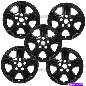 Wheel Covers Set of 4 5�u���b�N2018�N����2020�N�̃W�[�v�E�����O���[�X�|�[�cS 17 �z�C�[���X�L���n�u�́A�t���E�����J�o�[�L���b�v 5 Black 2018-2020 Jeep Wrangler Sport S 17 Wheel Skins Hub Caps Full Rim Covers �y