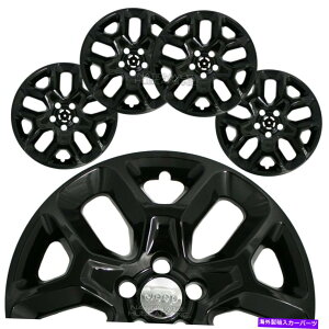 Wheel Covers Set of 4 4 BLACK 2015N2018ÑW[vlQ[h17" zC[XLnúAXibvĨtEJo[Lbv 4 BLACK 2015-2018 Jeep Renegade 17" Wheel Skins Hub Caps Snap On Full Rim Covers