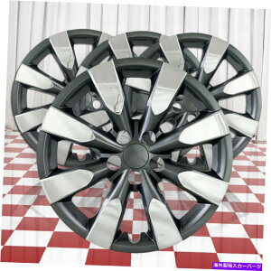 Wheel Covers Set of 4 14-17g^J[8X|[N16C`N[/`R[4̃zC[Jo[tBbg̃Zbg Set of 4 Wheel Covers fits 14-17 Toyota Corolla 8 Spoke 16 inch-Chrome/Charcoal
